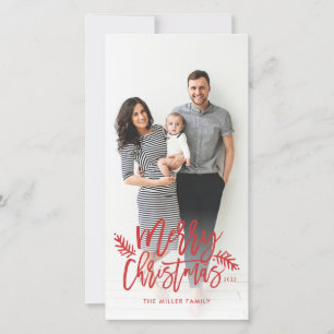 Merry Christmas Chic Hand Lettered Holiday Photo Card