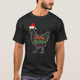 Merry Christmas Chicken Chicken Santa Hat Lights X T-Shirt