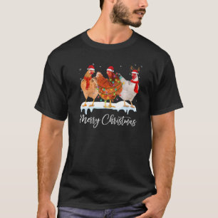 Merry Christmas Chicken Costume Lights Decor For C T-Shirt