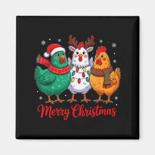Merry Christmas Chicken Farmer Animal Santa Hat Xm Magnet