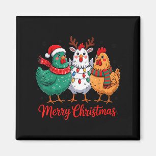 Merry Christmas Chicken Farmer Animal Santa Hat Xm Magnet