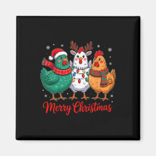 Merry Christmas Chicken Farmer Animal Santa Hat Xm Magnet