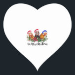 Merry Christmas Chicken Heart Sticker<br><div class="desc">Merry Christmas Chicken</div>