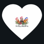 Merry Christmas Chicken Heart Sticker<br><div class="desc">Merry Christmas Chicken</div>