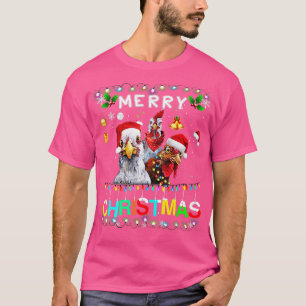 Merry Christmas Chicken Lights Xmas Funny Santa Ha T-Shirt