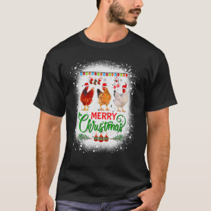 Merry Christmas Chicken Santa Hat Lights Christmas T-Shirt