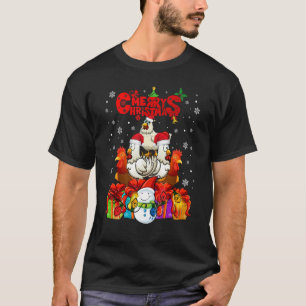 Merry Christmas Chicken Santa Hat Lights Xmas 10 T-Shirt