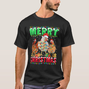 Merry Christmas Chicken  Santa Hat Lights  Xmas 1 T-Shirt