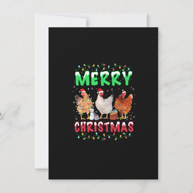 Merry Christmas Chicken Santa Hat Lights Xmas Kid  Invitation (Front)