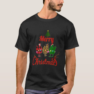 Merry Christmas Chicken Santa Hat Lights Xmas T-Shirt