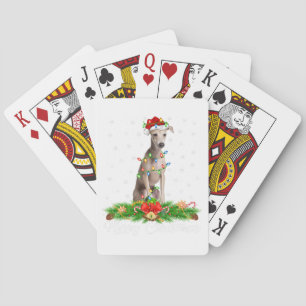 Merry Christmas Chicken Shirt Santa Hat Lights Xma Playing Cards