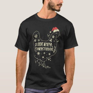 Merry Christmas Chicken Wearing Santa Clause Hat T-Shirt