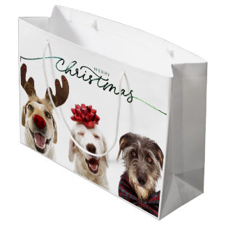MERRY CHRISTMAS CHIENS CADEAU SAC CONTEMPORAIN ET