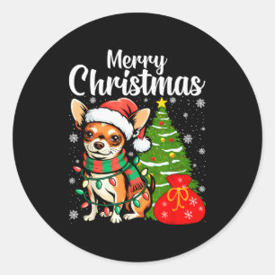 Merry Christmas Chihuahua  Classic Round Sticker