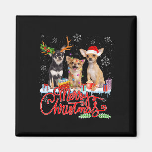 Merry Christmas Chihuahua Dogs Santa Reindeer Ligh Magnet