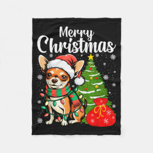Merry Christmas Chihuahua  Fleece Blanket