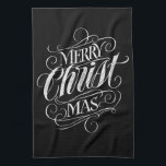 Merry CHRISTmas Christian Chalkboard Calligraphy Kitchen Towel<br><div class="desc">We say 'Merry Christmas' very often during the season, but sometimes we tend to forget where this greeting actually originates from. Here is a wonderfully elegant piece of custom hand lettering to give a gentle nudge back into the direction of Jesus. Art by professional calligrapher Ivan Angelic. This piece of...</div>