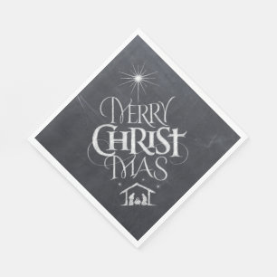 Merry CHRISTmas Christian Chalkboard Calligraphy Napkin