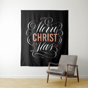 Merry CHRISTmas Christian Christ Calligraphy Jesus Tapestry