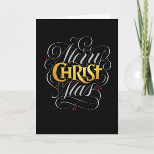 Merry CHRISTmas Christian Gold Script Christ Jesus Card