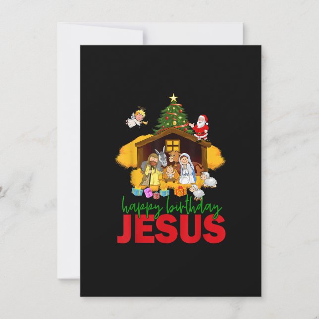 Merry Christmas Christian Happy Birthday Jesus Chr Invitation (Front)