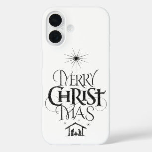Merry Christmas Christian Jesus Christ Calligraphy iPhone 16 Case