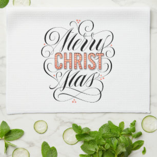 Merry CHRISTmas Christian Jesus Christ Calligraphy Kitchen Towel