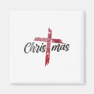 Merry Christmas Christian Jesus Cross Faith Religi Magnet