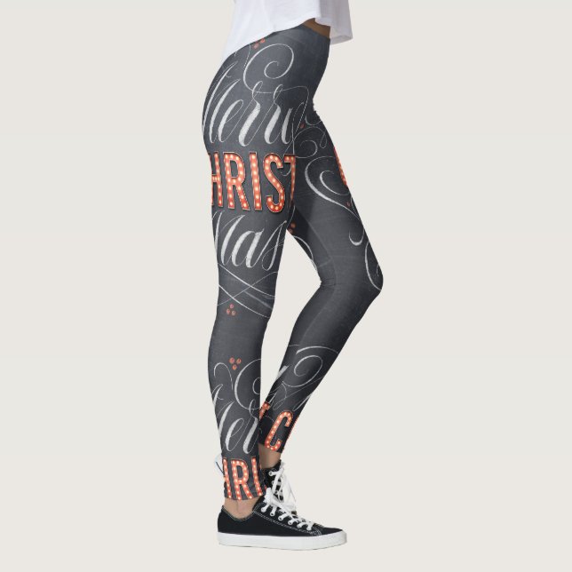 Merry CHRISTmas Christian Jesus God Chalkboard Leggings (Right)