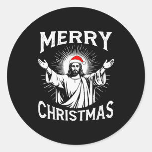 Merry Christmas Christian Jesus Pajamas Pjs Xmas M Classic Round Sticker