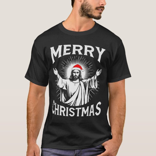 Merry Christmas Christian Jesus Pajamas Pjs Xmas M T-Shirt (Front)