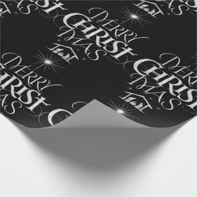 Merry Christmas Christian Religious Chalkboard Wrapping Paper (Corner)