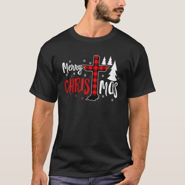 Merry Christmas Christians Buffalo Plaid 1 T-Shirt (Front)