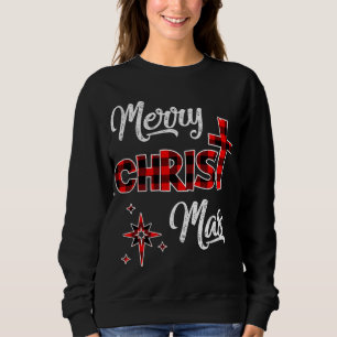 Merry Christmas Christians Gifts Buffalo Plaid Paj Sweatshirt
