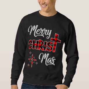 Merry Christmas Christians Gifts Buffalo Plaid Paj Sweatshirt