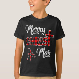 Merry Christmas Christians Gifts Buffalo Plaid Paj T-Shirt