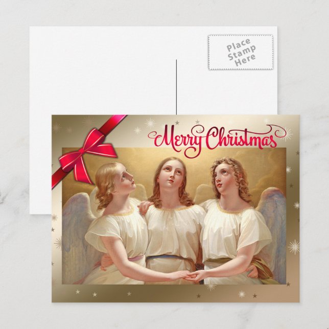 Merry Christmas. Christmas Angels Holiday Postcard (Front/Back)