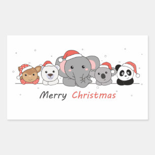 Merry Christmas Christmas Animals Cute Animals Squ Sticker