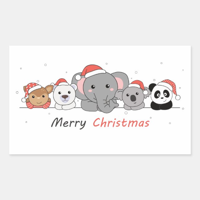 Merry Christmas Christmas Animals Cute Animals Squ Sticker (Front)