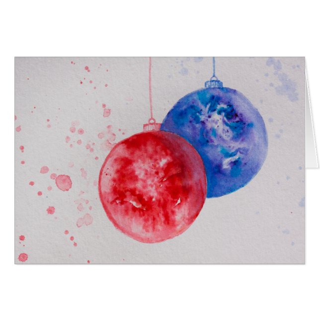 Merry christmas,Christmas balls watercolor (Front Horizontal)
