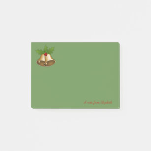 Merry Christmas,Christmas Bell,Green-Personalized Post-it Notes