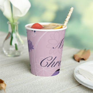 merry christmas, christmas,bird,flowers, nature, p paper cups