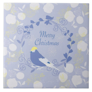 merry christmas, christmas,bird,flowers, nature, p tile