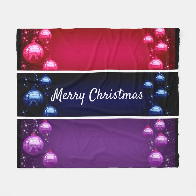 Merry Christmas Christmas Bulbs Fleece Blanket (Front (Horizontal))