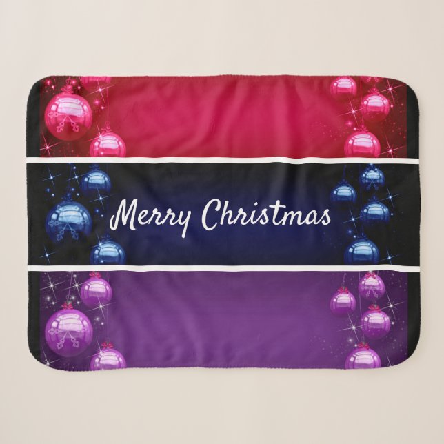 Merry Christmas Christmas Bulbs Sherpa Blanket (Front (Horizontal))