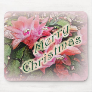 Merry Christmas Christmas Cactus Flowers 2 Mouse Pad