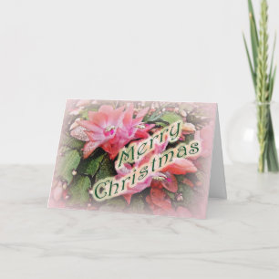 Merry Christmas Christmas Cactus Flowers Holiday Card