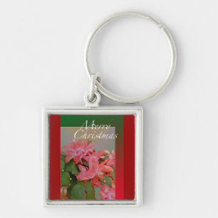 Merry Christmas Christmas Cactus Flowers Keychain