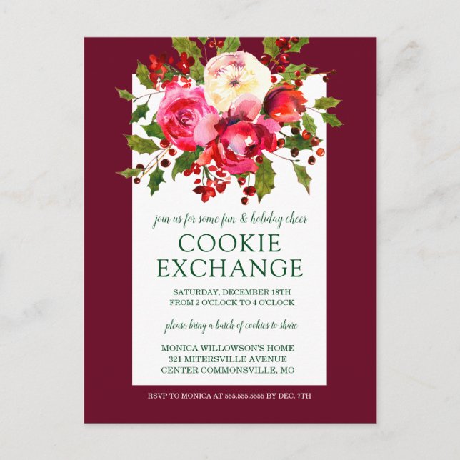 Merry Christmas | Christmas Cookie Exchange Postcard (Front)