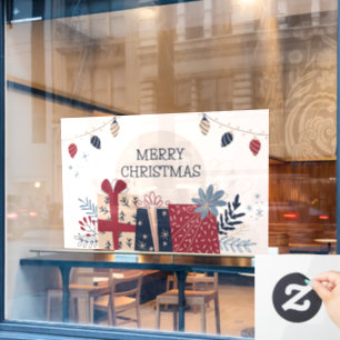Merry Christmas Christmas Gifts and Lights Window Cling